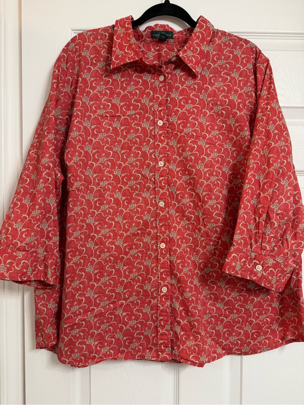 Vintage Lauren Ralph Lauren Red Floral Button-Down Shirt
